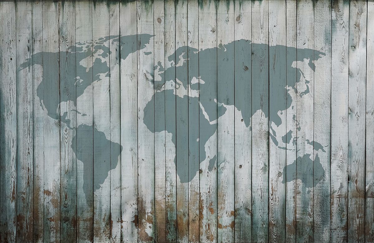 grey-world map-design-Singular design large mural-roll