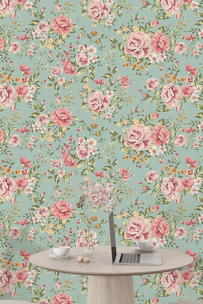 rose-wallpaper-bedroom-on-high-wall