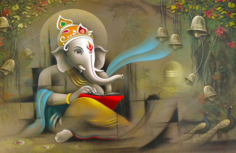 ganpati-in-temple-wallpaper-for-home-image