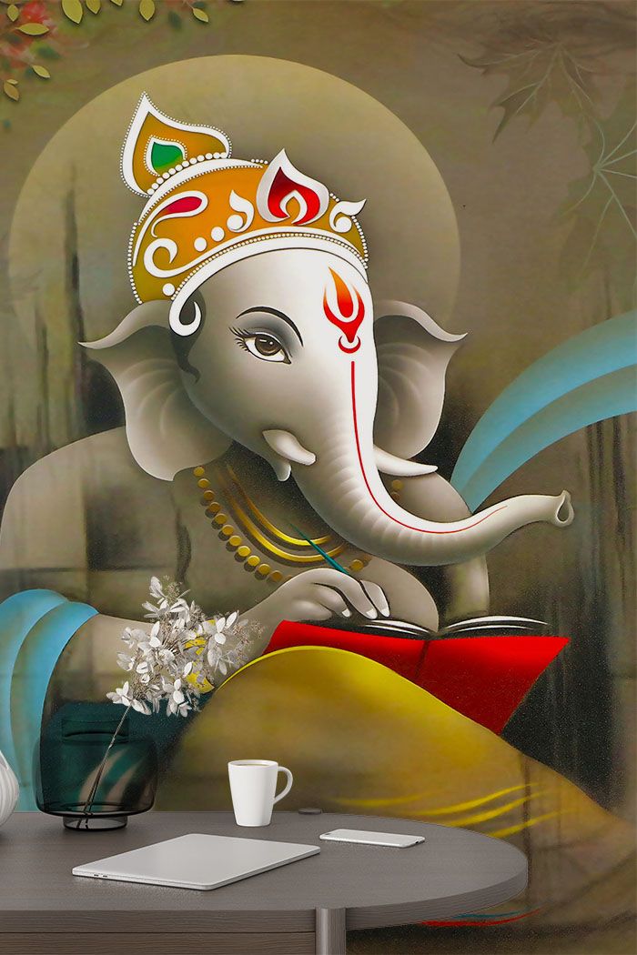ganpati-in-temple-wallpaper-for-home-tall-wall