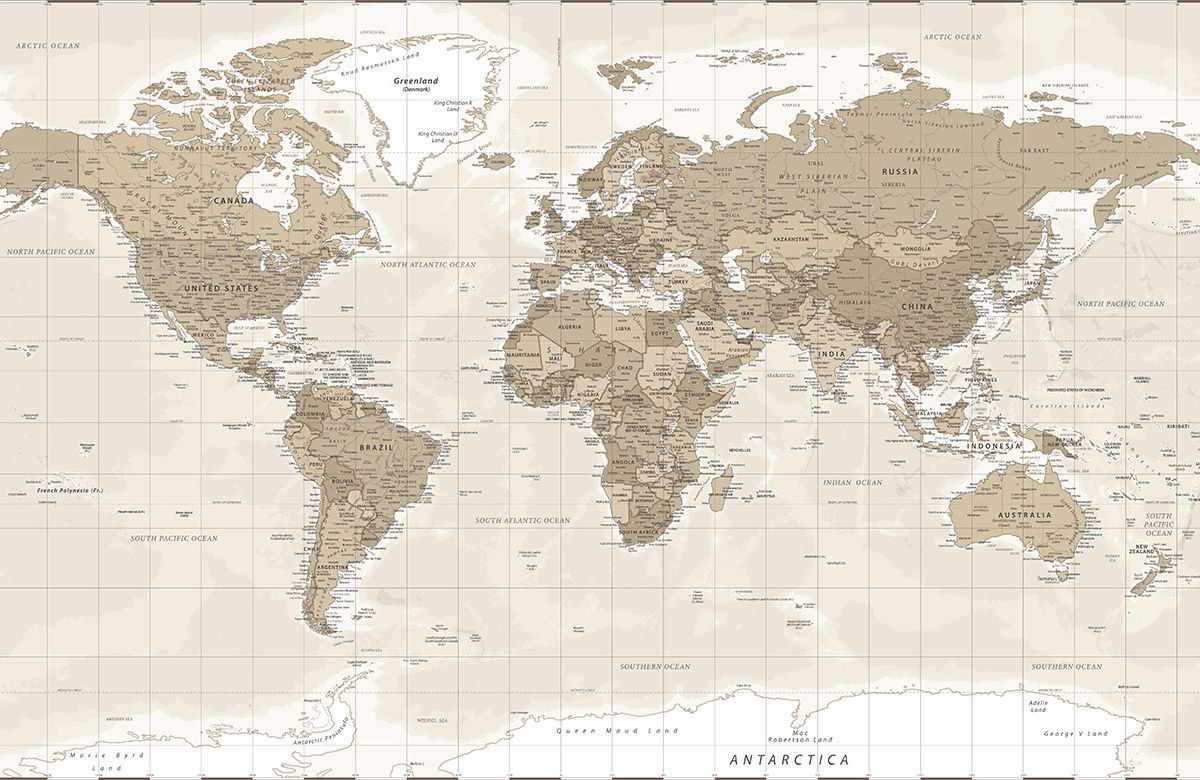 brown-map-design-Singular design large mural
