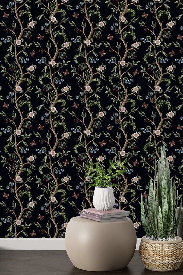 black-peony-wallpaper-on-high-wall