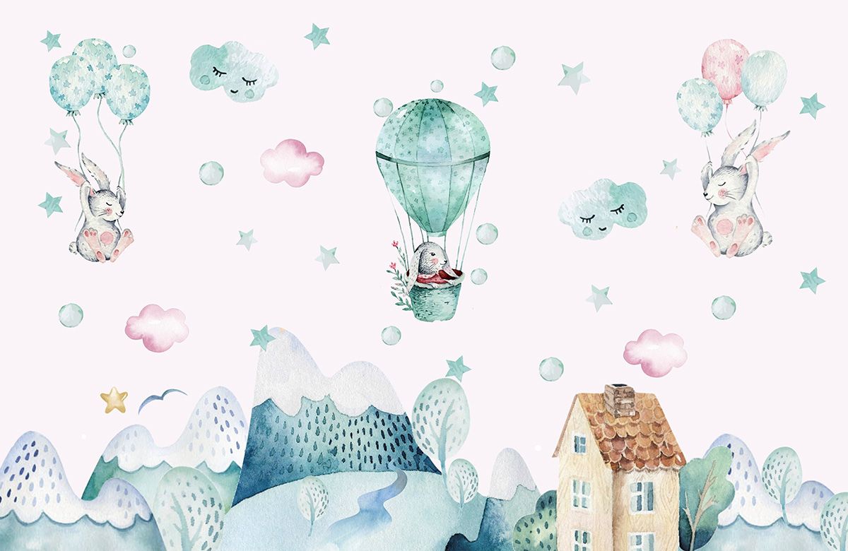 pink-stars-design-Singular design large mural-roll