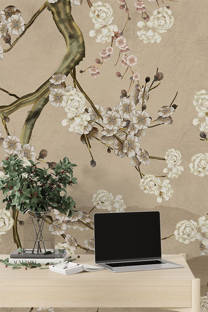 vintage-floral-wallpaper-bedroom-on-high-wall
