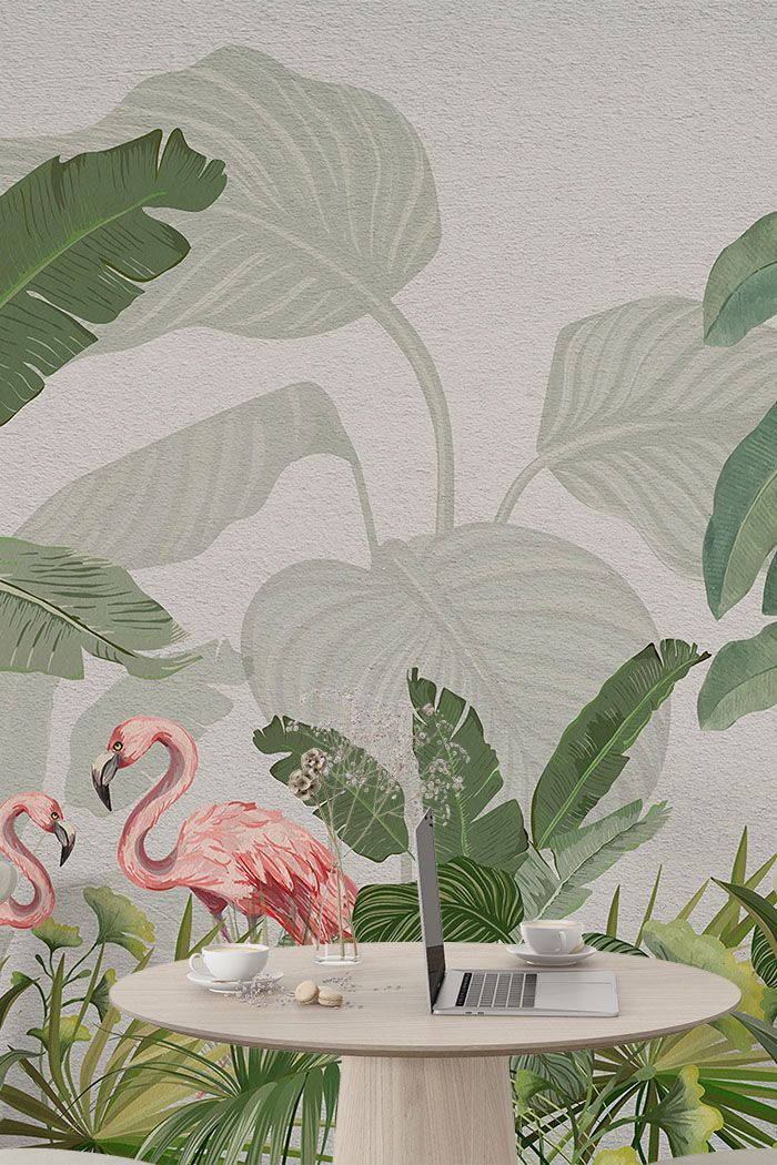 tropical-flamingos-art-wallpaper-tall-view