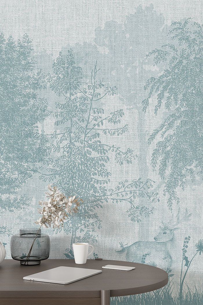 calm-forest-deer-monochrome-wallpaper-tall-view