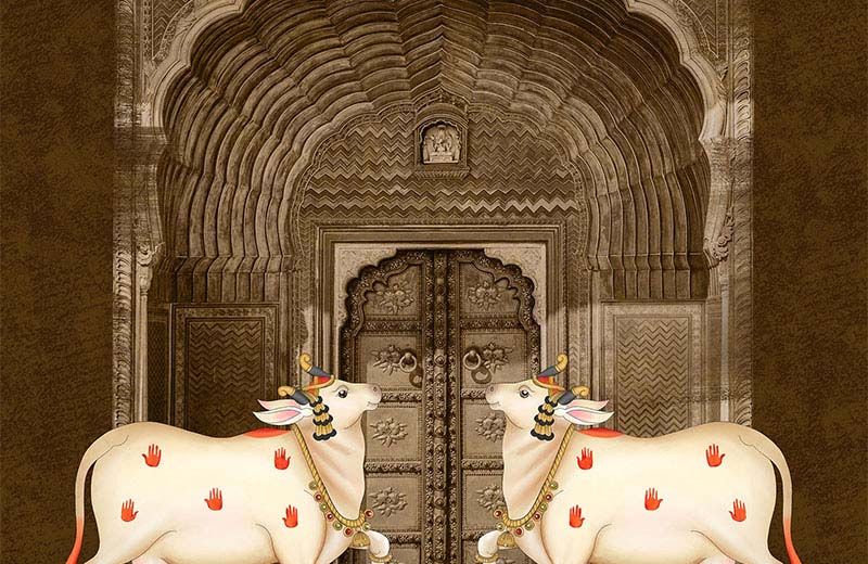 brown-indian-gate-pichwai-wallpaper-wallpaper-full-view