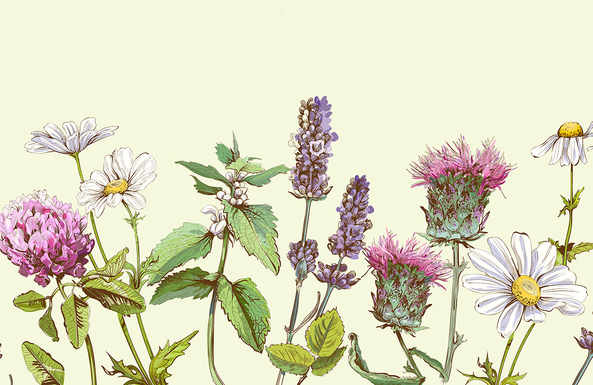 green-flowers-design-Singular design large mural-roll