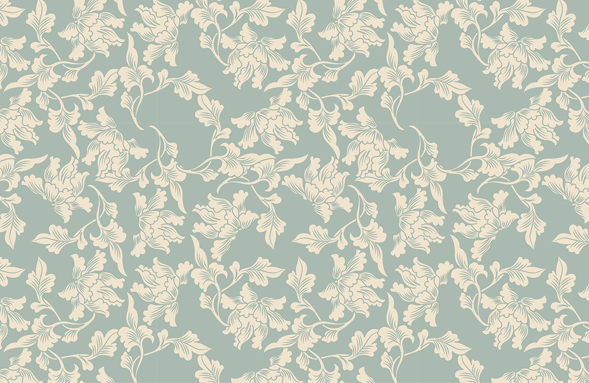 green -floral-design-Singular design large mural-roll