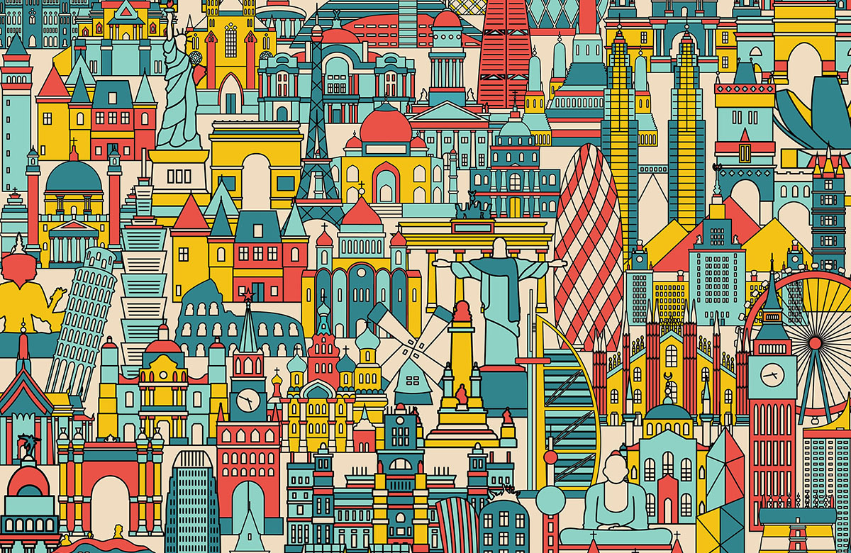 yellow-travel-design-Singular design large mural-roll