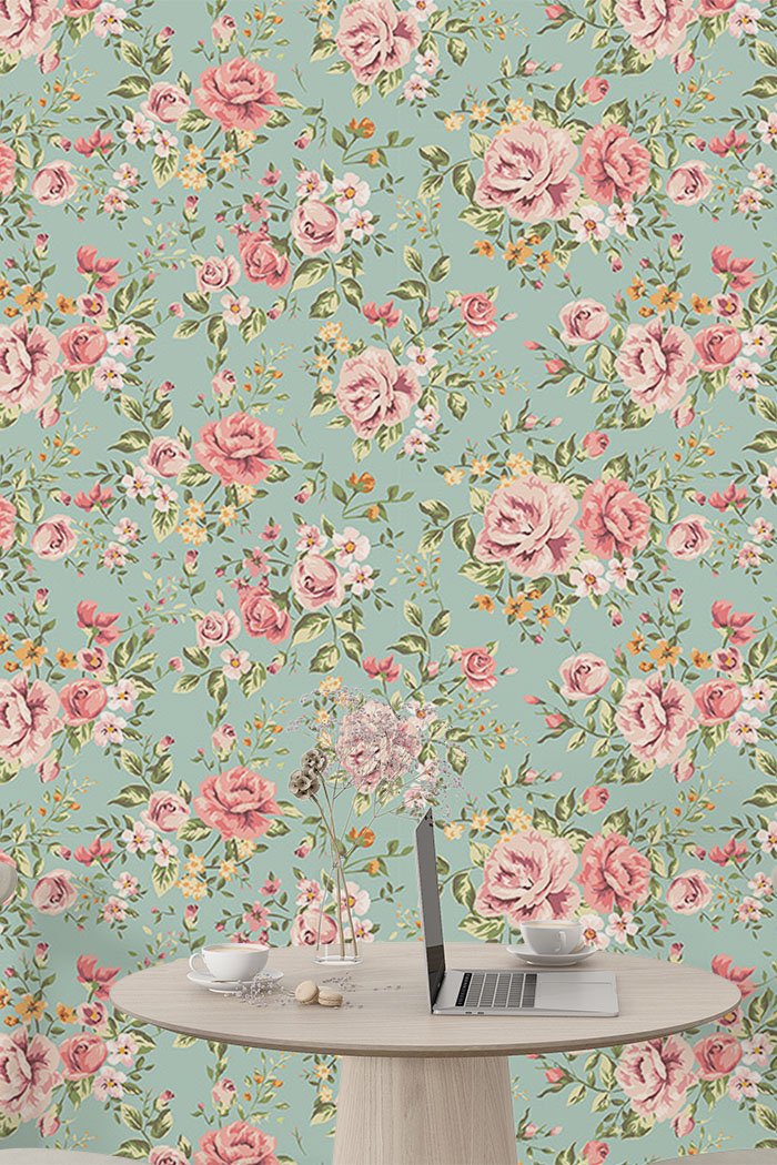 rose-wallpaper-bedroom-on-high-wall