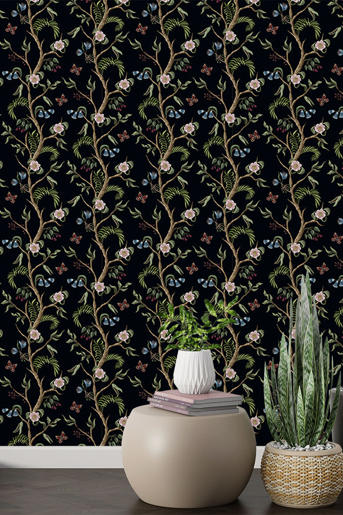 black-peony-wallpaper-on-high-wall