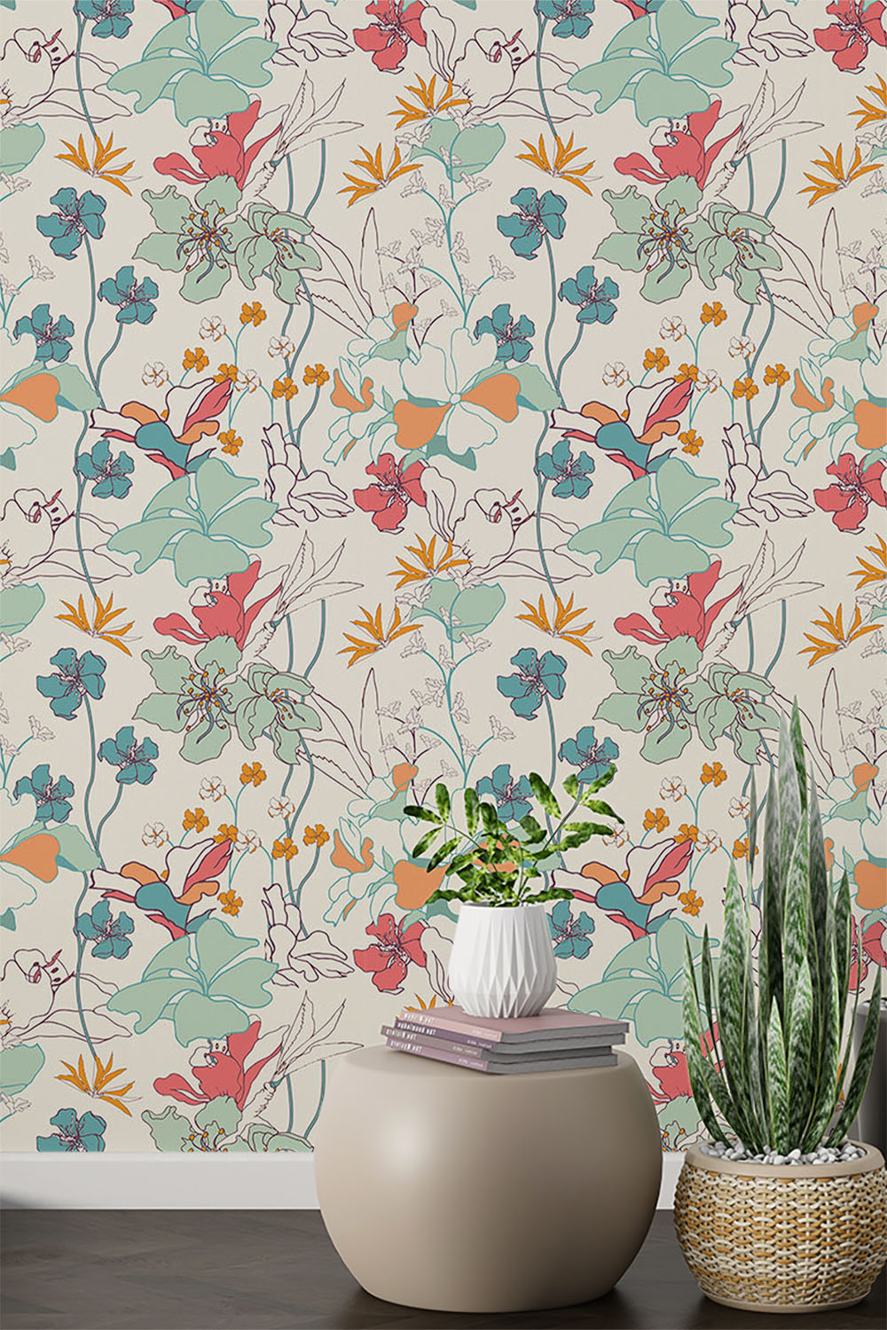 retro-flower-wallpaper-on-high-wall