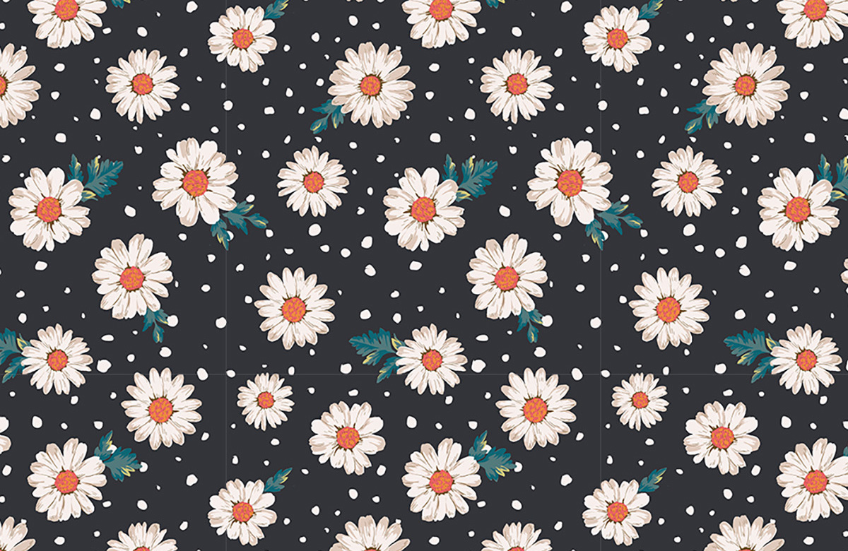 black-daisy-wallpaper-design