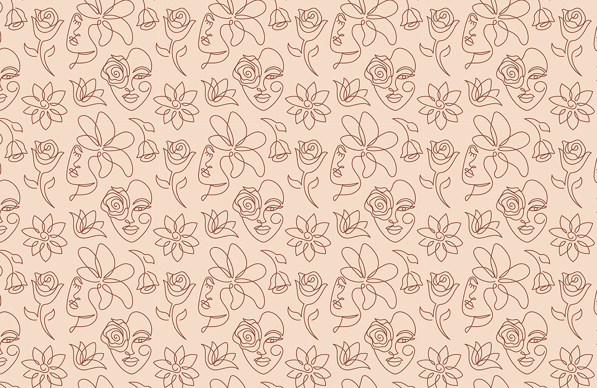 peach-line-design-Singular design large mural-roll