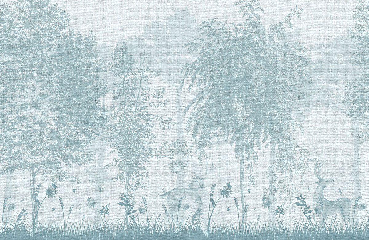 calm-forest-deer-monochrome-wallpaper-view