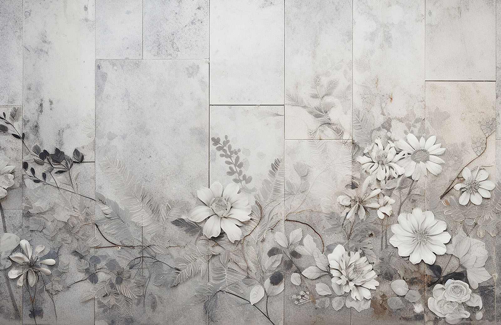 grey-wallpaper-with-white-flowers-design